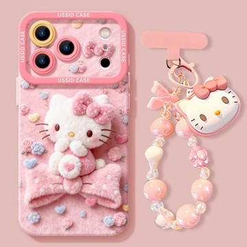 可愛 賣萌kitty蝴蝶結 新款蘋果17手機殼iphone16卡通15防摔14可愛13矽膠12/11防摔