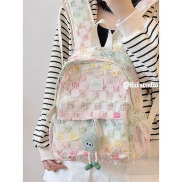 小眾設計感漸變流蘇迷你雙肩包女韓版少女學生百搭小書包mini背包