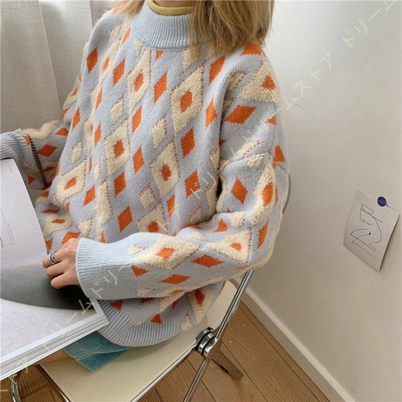 ノルディック柄 セーター レディース ニット セーター トップス 長袖 クルーネック きれいめ オシャレ フェミニン インナーセーター 軽量 フワフワ 暖かい 通販 Lineポイント最大0 5 Get Lineショッピング