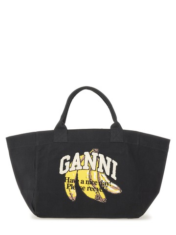 ganni banana print xxl tote bag
