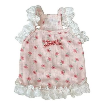 【限時特賣】寵物衣服  寵物搞怪衣服 []寵物衣服春夏新款碎花蕾絲吊帶短款公主裙泰迪比熊狗狗貓咪背心裙