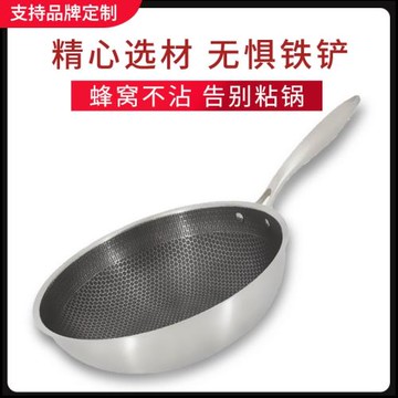 廠家供應32cm不銹鋼蜂巢物理不粘鍋煤電可用炒鍋禮品套裝鍋展銷會