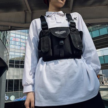 嘻哈戰術背包背心馬甲式機能胸包帆布反光ins多功能潮牌酷街舞