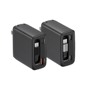 VOORCA 65WGaN氮化鎵自帶線快充(AC折疊插頭 自帶USB-C伸縮線)
