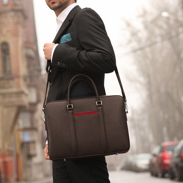 Manhattan 商務頭層皮革筆電公事包 16吋 (棕色)