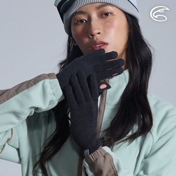 ADISI 美麗諾羊毛指腹挖洞可觸控保暖內手套 AS25035 深灰 (S-L)｜彈性 透氣 保暖手套 羊毛手套 指尖開孔