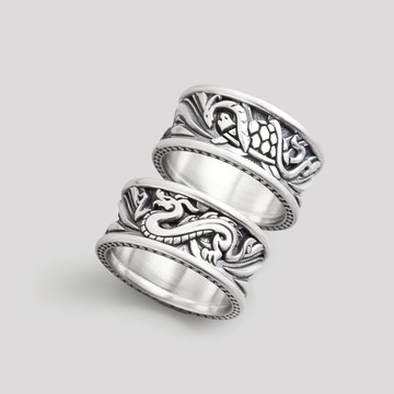 【JK銀飾】四神 • 流雲環戒／925純銀戒指【純銀戒指、四神獸戒指、青龍、白虎、朱雀、玄武】