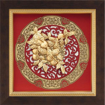 【開運陶源】金箔畫 純金 圓形窗花系列 祥龍獻瑞.事事如意.金玉滿堂.... (十擇一)