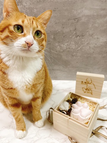 (艾沐手工製作)高雅質感超萌貓掌擴香石木質禮盒