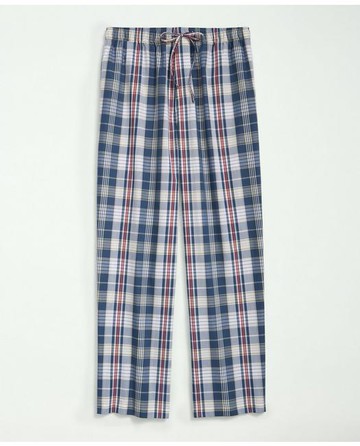 Brooks Brothers Men's Cotton Madras Pattern Lounge Pants | White | Size Large