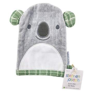 Stephen Joseph 沐浴手套 - 100%棉  無尾熊 灰色  1個