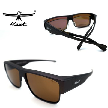 Hawk 台灣精品 專業偏光套鏡 偏光太陽眼鏡 護眼防曬 HK1022-47 霧咖啡框茶色偏光鏡片 公司貨
