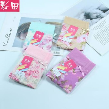 純棉內襠彩田高腰冰絲印花女內褲大碼舒適透氣包臀女三角褲30766