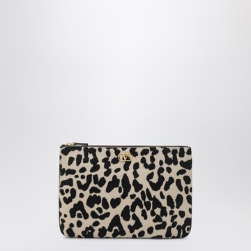 Animal-print pony-effect VLogo Signature pouch