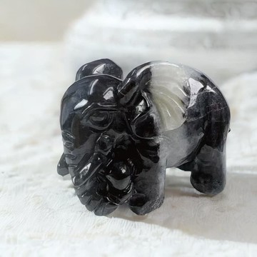 【吉象如意】飄烏雞翡翠大象擺飾 | 天然緬甸玉A貨翡翠 | 送禮