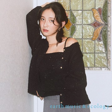 earth music&ecology 【SET ITEM】亮片鑲嵌設計針織開襟罩衫+平口背心(01000592800)