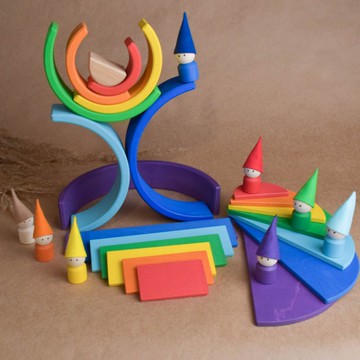 木製建築套件彩虹堆疊套裝開放式玩具個人化禮物