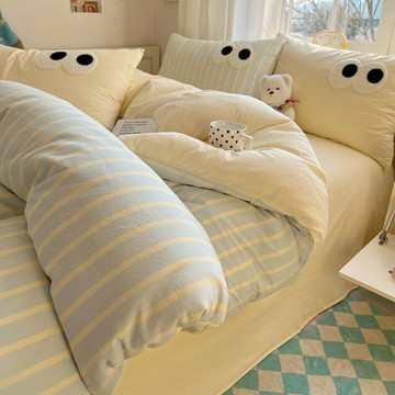 a類色織純棉四件套卡通眼睛床上用品秋季水洗棉全棉床單被套南通