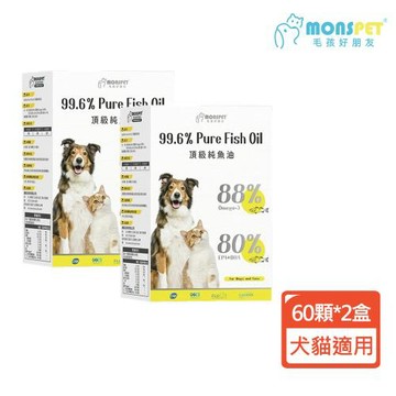 【MONSPET 毛孩好朋友】88%Omega-3 頂級寵物純魚油*60顆 -2盒組