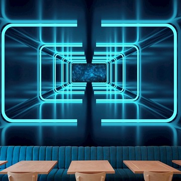 3D工業風金屬科技感壁紙太空艙延伸公司展廳背景墻健身房網咖墻紙