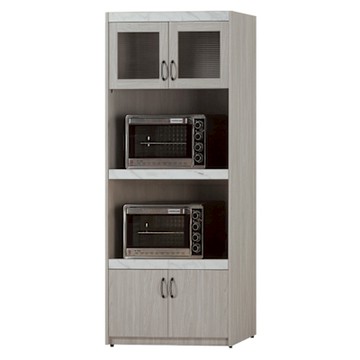 文創集 曼奇2.8尺四門雙拉盤電器櫃/高餐櫃-60x40x203cm免組