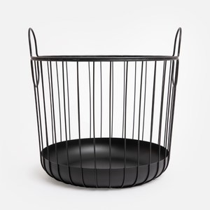 ZONE 鐵製提把收納籃XL 黑