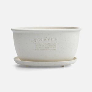 Hachiman Garden環保橢圓盆器320號 白色(含底盤)