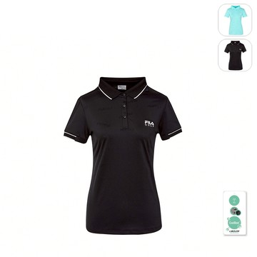 【FILA】女性 GOLF 高爾夫 吸濕排汗 短袖POLO衫-黑色 5POY-2016-BK