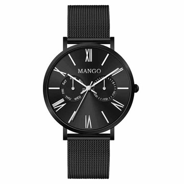 MANGO 米蘭奢華簡約雙眼腕錶-黑
