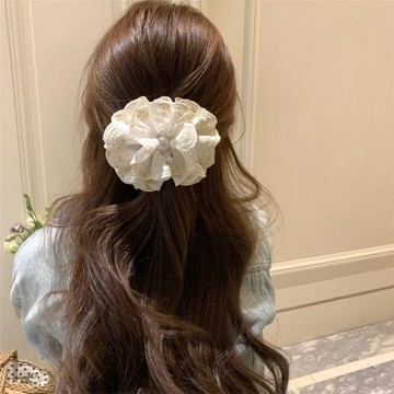 韓國蕾絲碎花香蕉夾氣質溫柔發夾女后腦勺盤發鯊魚夾卡子頭飾發飾