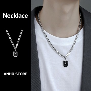 【ANHO】現貨在台/鐵牌/字母/古巴/拼接/項鍊/鎖骨鍊/古巴鍊