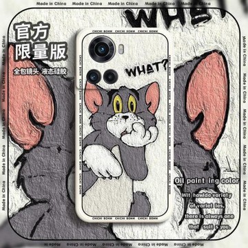 1+ACE油畫手機殼一加ace競速版軟acepro湯姆oneplus貓春節兔年新年紅色液態硅膠套全包男女直角邊