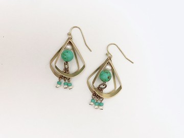 地仙 L'IMMORTEL 落地之前 土耳其色黃銅垂墜耳飾 /ve