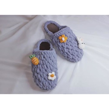 胖玻璃球手作diy手工鉤針編織材料包拖鞋冬毛線自制勾線勾鞋成品