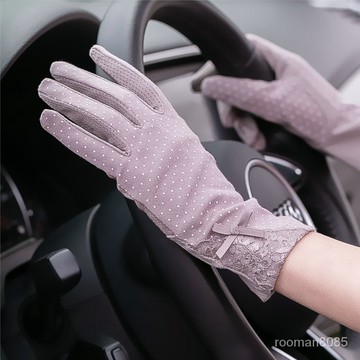 涼感防曬手套 女士開車必備！夏季防紫外線觸控手套 騎摩託車機車自行車透氣防滑手套 蕾絲刺繡工藝 0XGS