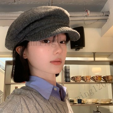 【顯臉小】新款 日系 複古 毛呢 針織 八角貝雷帽 女 大頭圍 顯臉小 文藝 百搭 雲朵畫家帽 帽子 免運 漁夫帽女 大