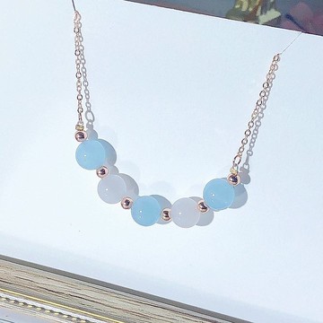 海上仙子 海藍寶  月亮石 月光石 白水晶 水晶頸鏈 天然石 生日禮