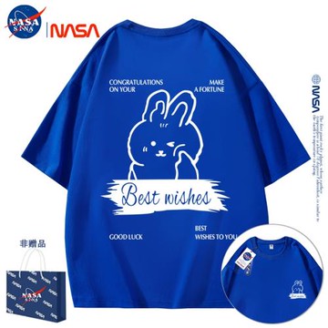 NASA短袖T恤夏季2023兔子新款寬松oversize正肩半袖男女同款上衣