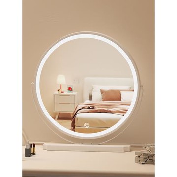 帶燈梳妝臺智能led化妝鏡簡約女生家用臥室學生宿舍臺式桌面鏡子