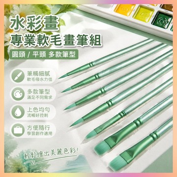 水彩畵套裝專業軟毛尖圓水彩筆數字尼龍美術專用繪畵學生圓頭平頭-神奇