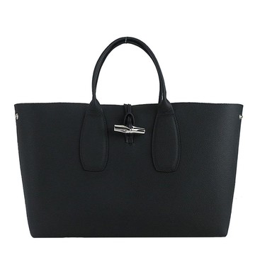 LONGCHAMP ROSEAU系列金屬竹節手提包（黑） _廠商直送