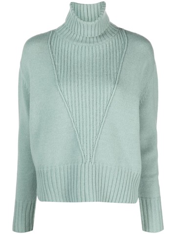 Lorena Antoniazzi - roll-neck ribbed-knit jumper - women - Virgin Wool/Silk/Cashmere - 44 - Blue