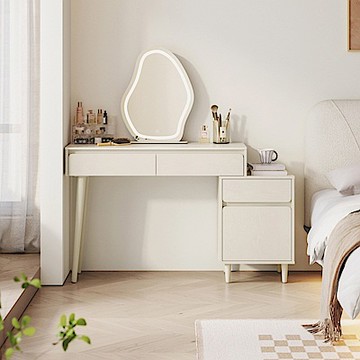 林氏木業小方糖系列矮櫃0.8M附鏡伸縮化妝桌 MI2C (H014390372)