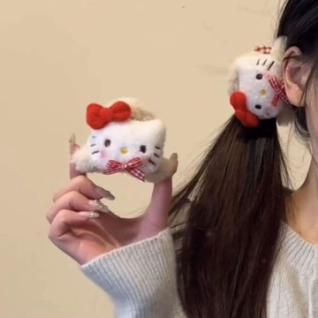 鯊魚夾 髮夾🎀 可愛甜美少女毛絨kt蝴蝶結kitty抓夾馬尾丸子后腦勺扎發發飾