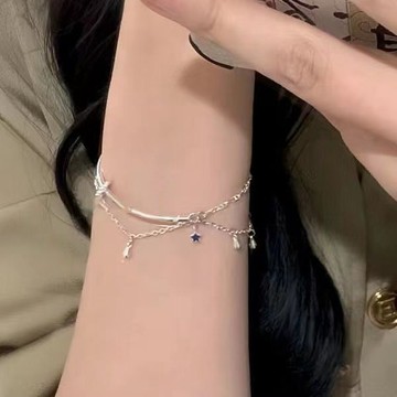 免運🔥【四條裝】星星水滴蝴蝶閨蜜手鐲手鍊套裝小衆設計感新潮學生禮物銀飾 手鍊 可調整手鍊 招財手鍊 轉運手鍊  手鏈