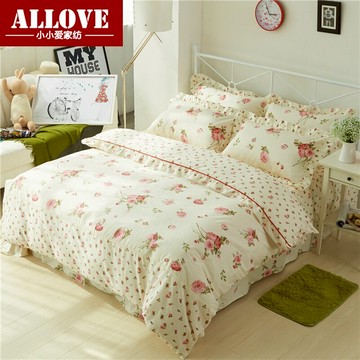 全棉床單四件套學生民宿舍1.2m三件套純棉花邊被套1.5/1.8m床