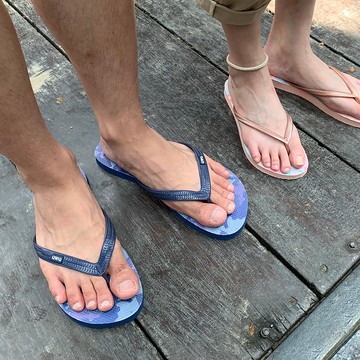 男款軍工裝穿搭夾腳拖鞋 軟Q止滑耐磨人字拖鞋 -藍紫迷彩拖鞋-