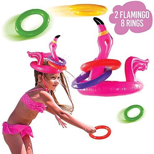 Top Race Flamingo Ring toss Games for Kids Outdoor, Inflatable Pool Toys, Pool Games, Swimming Pool Fun, Carnival Games, Pool Accessories fo