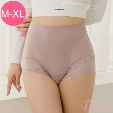 內褲  (M-XL)玻尿酸輕薄超高腰絲滑透氣蠶絲內褲_豆沙#8064