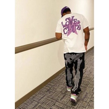 LOVERCLUB校園風個性短袖潮牌休閑寬松大碼T恤男女同款時尚百搭感